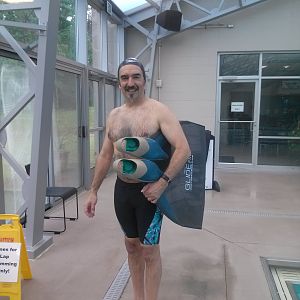 Happy swimmer. Notice the severely non-hydrodynamic exterior :-)