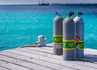 Nitrox Cylinders on a dock